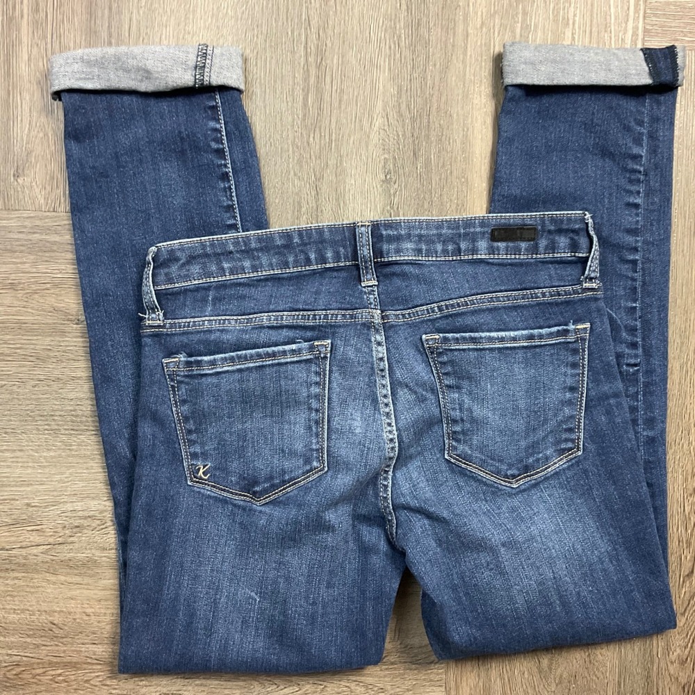 KUT from the Kloth Distressed Straight Boyfriend Jeans Women 4 Medium Wash Blue - Picture 4 of 10